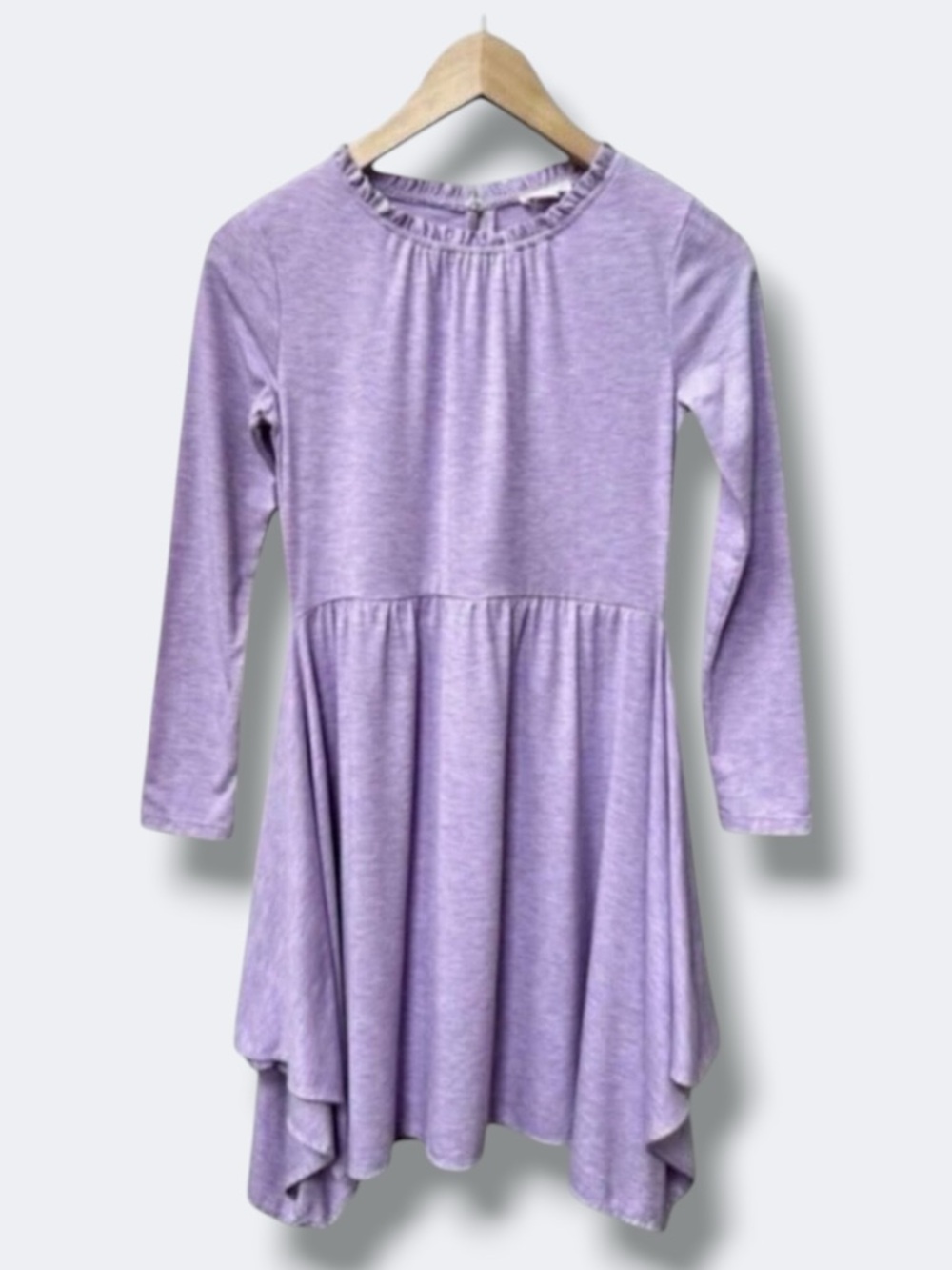 Crewcuts Dress Girls Size 10 Heathered Lavender Long Sleeve Handkerchief Twirl
